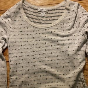Motherhood maternity white sweater with gray dot design small